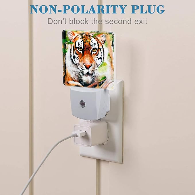 Plug in Night Lights Oil Painting Tiger in Jungle Nightlight Plug Into Wall - Image 3