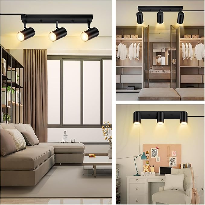 3 Light Track Lighting Kit, Industrial LED Wall Light - Image 2