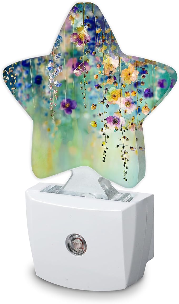 Lvy Flowers Night Light, Abstract Watercolor Painting Plug-in Night Light Auto by SKYDAWNY