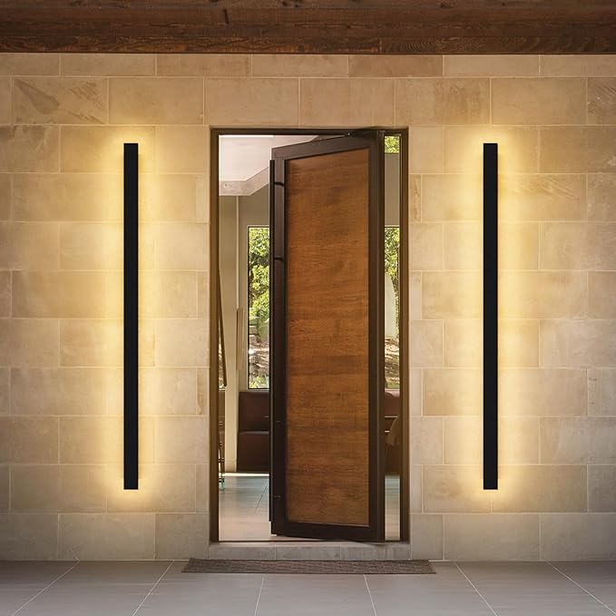 2 Pack 56.3inch Long Outdoor LED Wall Lights 45W Black 3000K Warm White Porch - Image 7