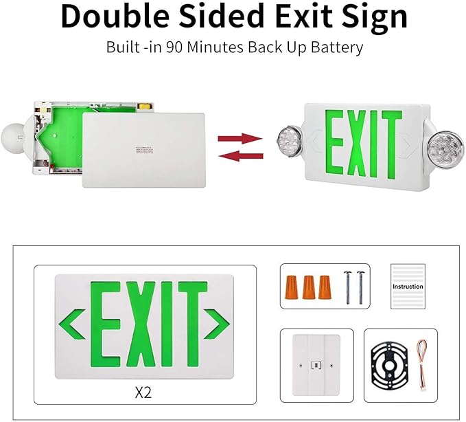 AKT LIGHTING LED Emergency Light & Exit Sign Combo, UL Certified Emergency Exit - Image 8