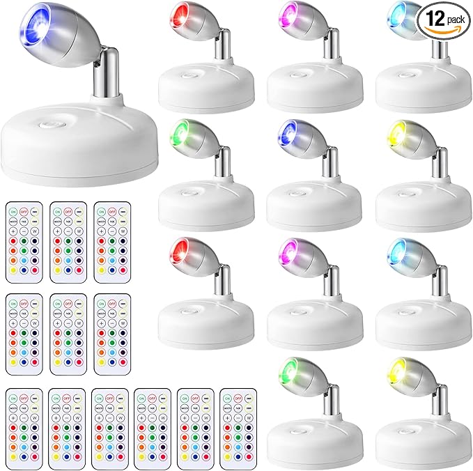 Tuanse 12 Pcs Battery Operated Spotlights Indoor LED Spot Display Lights by Tuanse