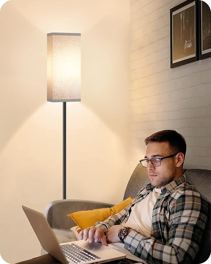 Floor Lamp, Pole Lamp with Foot Switch, Modern Standing Lamp Lampshade - Image 8