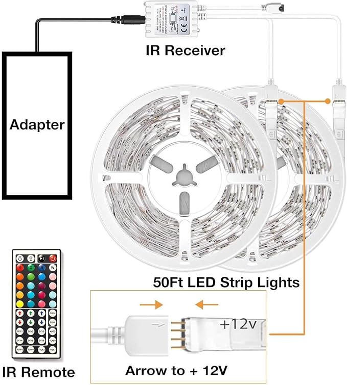 VOLIVO LED Strip Lights 50 FT, Color Changing Led Light Strips Kit - Image 7