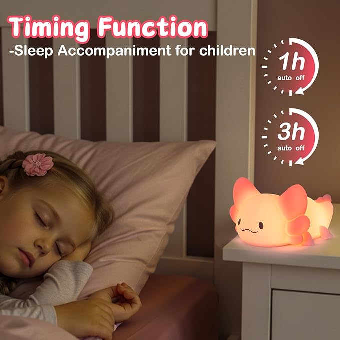 ZKLiLi Axolotl Kids Night Light, Squishy Cute Lamp Dimmable Childrens Night - Image 5