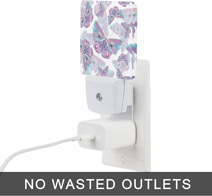 Butterflies Night Light, Colorful Purple Butterflies Night Lights Plug into Wall - Image 4
