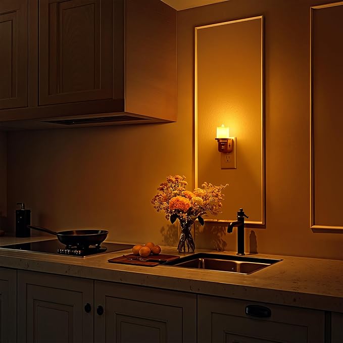 Briignite Candle Night Light, Amber Night Lights Plug into Wall 2 Pack - Image 5
