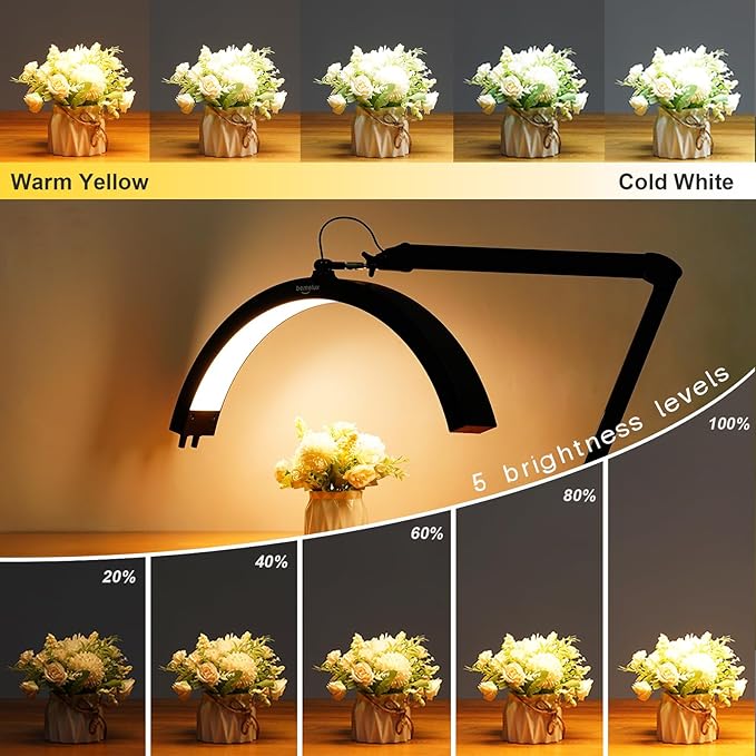 LED Half Moon Light with Desk Clamp, 30W Bright 288PCS LEDs, Metal Swing Arm - Image 2