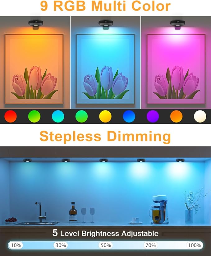 WILLED RGB Lights, Poster Lights, Battery Operated Rechargeable Picture Light - Image 4