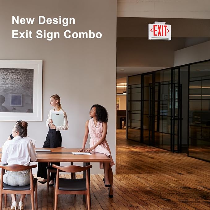 Exit Sign with Adjustable LED Pipe, Exit Signs with Emergency Lights Bar Combo - Image 5