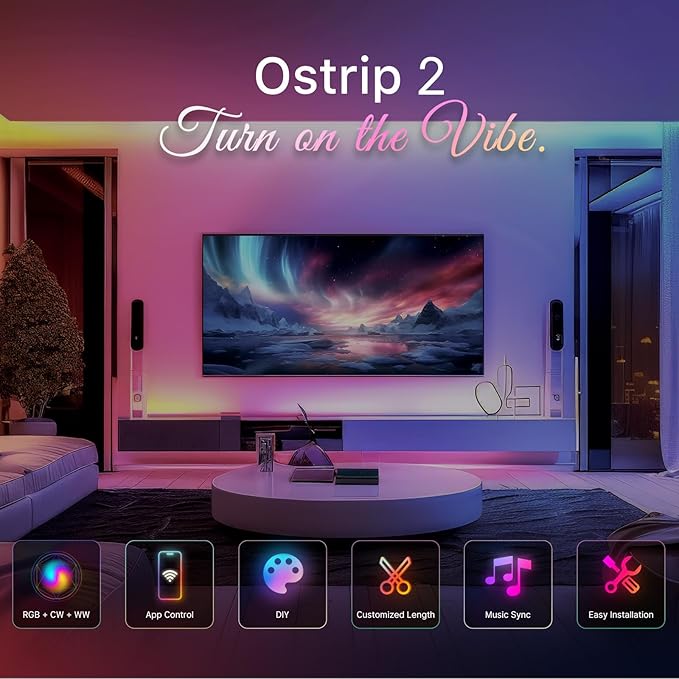 OLIGHT Ostrip 2 RGBIC LED Strip Light 16.4ft, DC24V 2700K-6500K, 0.25m Unit - Image 2