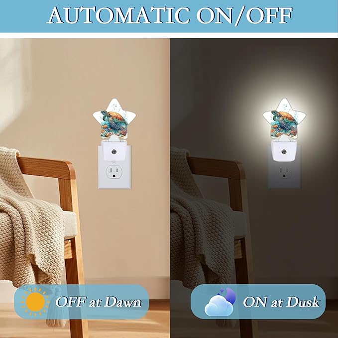 Sea Turtles Night Light, Fish Plug-in Dusk to Dawn Smart Sensor Nightlight - Image 5