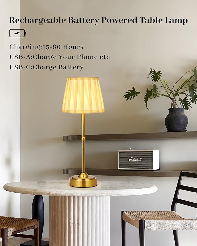 Cordless Battery Operated Table lamp Set of 2, 6000mAh Rechargeable Small - Image 4