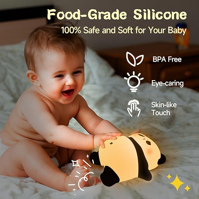 Rechargeable Cute Panda Night Light, 3 Level Dimmable Nursery Nightlight - Image 5
