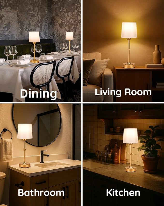 Gold LED Cordless Table Lamp Rechargeable-6000mAh Battery Operated Table Light - Image 4