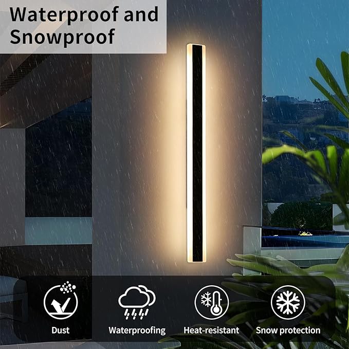 Modern Outdoor Wall Lights, 57inch Long Linear LED Wall Sconce, 3000K Warm White - Image 5