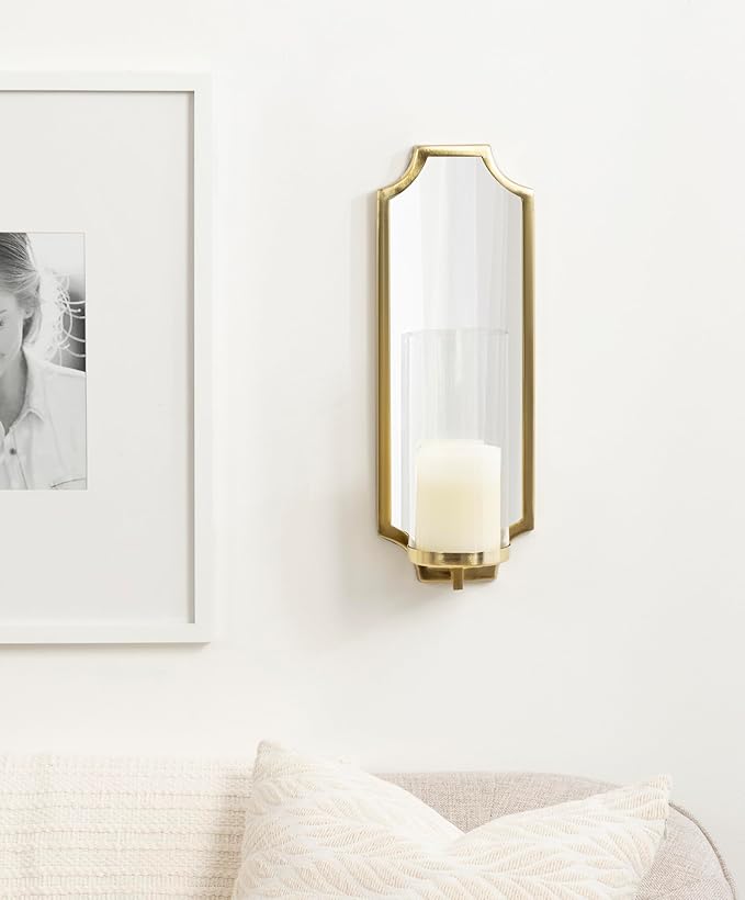 Kate and Laurel Ciel Glam Mirrored Wall Sconce; 6 x 5 x 16; Gold; Modern - Image 3