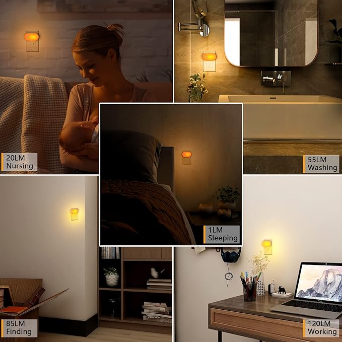 Lyridz Amber Night Light with Motion Sensor, Plug in LED Nightlights, 120LM - Image 7