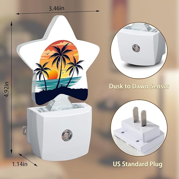 Tropical Sunset Tree Night Light Plug-in Dusk to Dawn Smart Sensor White Led - Image 6