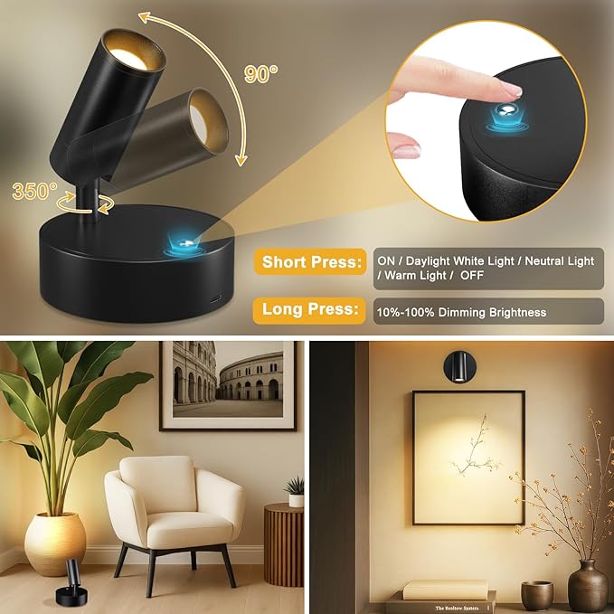 Kimjo Wireless LED Spotlight, Spot Lights Indoor, Uplighting Indoor - Image 4