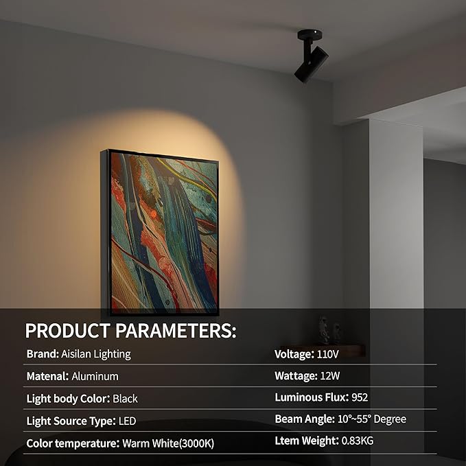 Aisilan Adjustable Dimmable Beam Angle 10-55° Zoomable Spotlight Indoor - Image 7