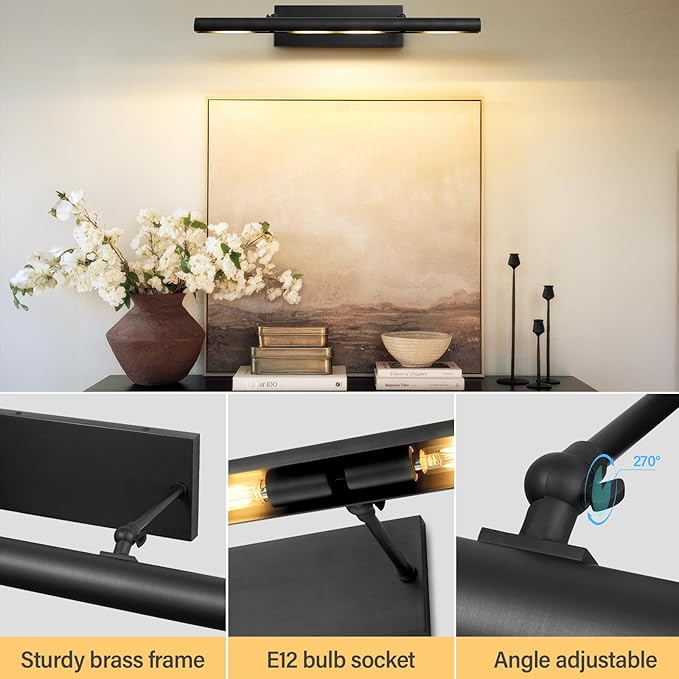 Art Picture Frame Wall Light: 30" Black Retro Swing Arm Artwork Spotlights - Image 5