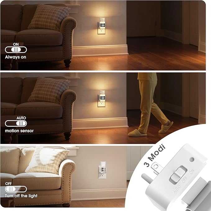 JandCase Motion Sensor Night Light, Dimmable Night Lights Plug Into Wall - Image 2
