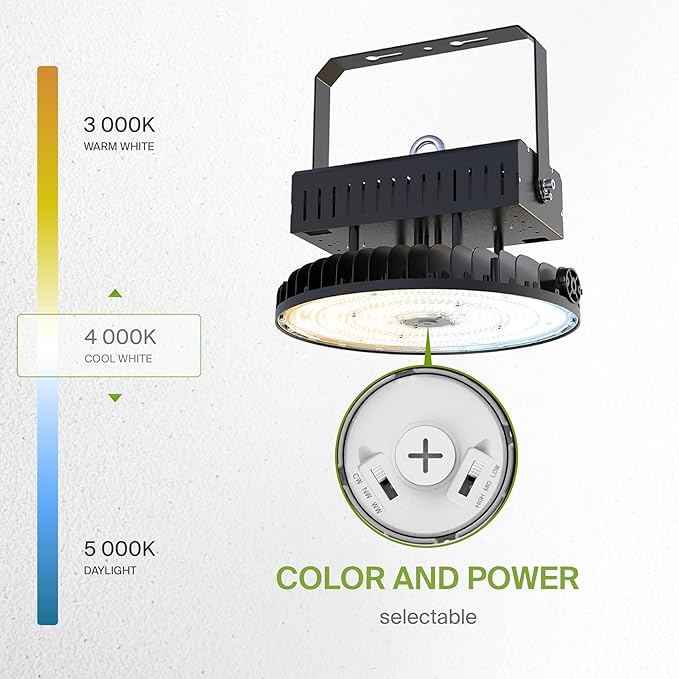 ASD LED High Bay UFO Light Fixture, Commercial Shop Lighting | 3CCT, IP69K - Image 4