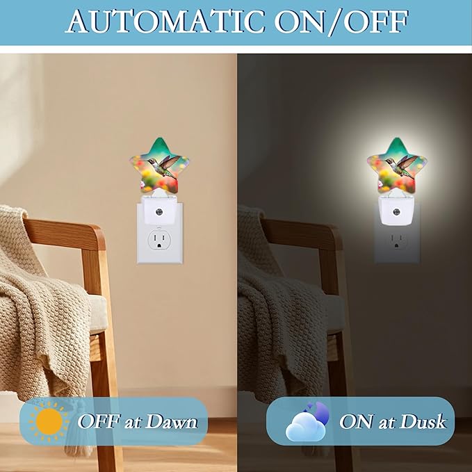 Hummingbird with Flower Night Light, Plug-in Wall Led Night Lights Decor - Image 5