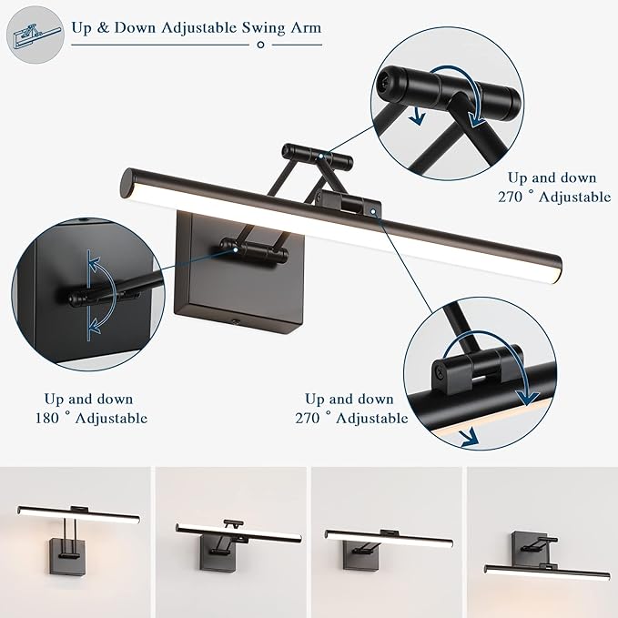 Joossnwell LED Picture Lights for Paintings Dimmable 15.5 Inch Long Hard-Wired - Image 2
