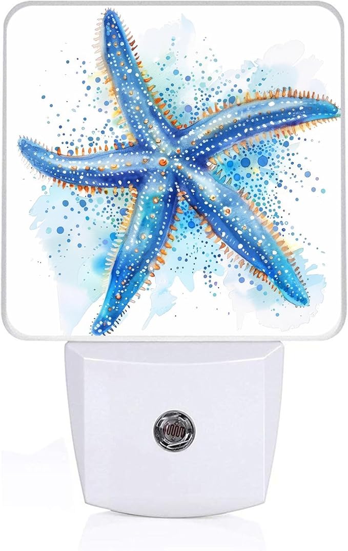Watercolor Starfish Night Light, Plug-into Sea Beach Nightlight White LED Lamp by Unknown
