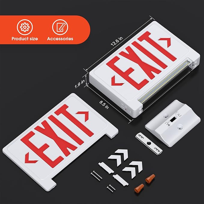 Exit Sign with Adjustable LED Pipe, Exit Signs with Emergency Lights Bar Combo - Image 6
