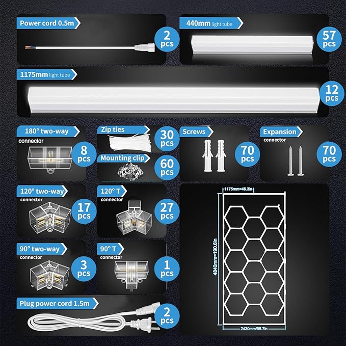Hexagonal Garage Light, LED Honeycomb Garage Light, Easy Install, Super Bright - Image 5
