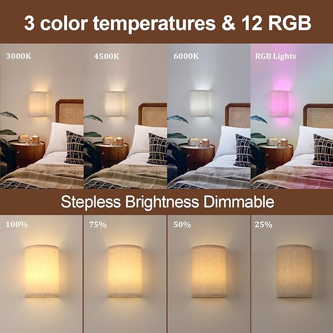 Adhesive Battery Operated Wall Sconce Set of 2, 6000 mAh Battery Rechargeable - Image 3