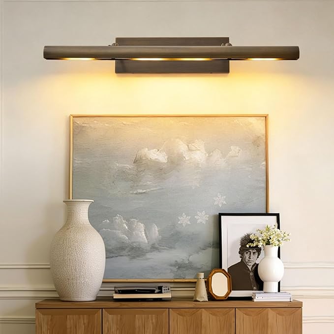 Hardwired Aged Brass Picture Light: 30" Long Rotatable Vintage Antique Gallery - Image 2