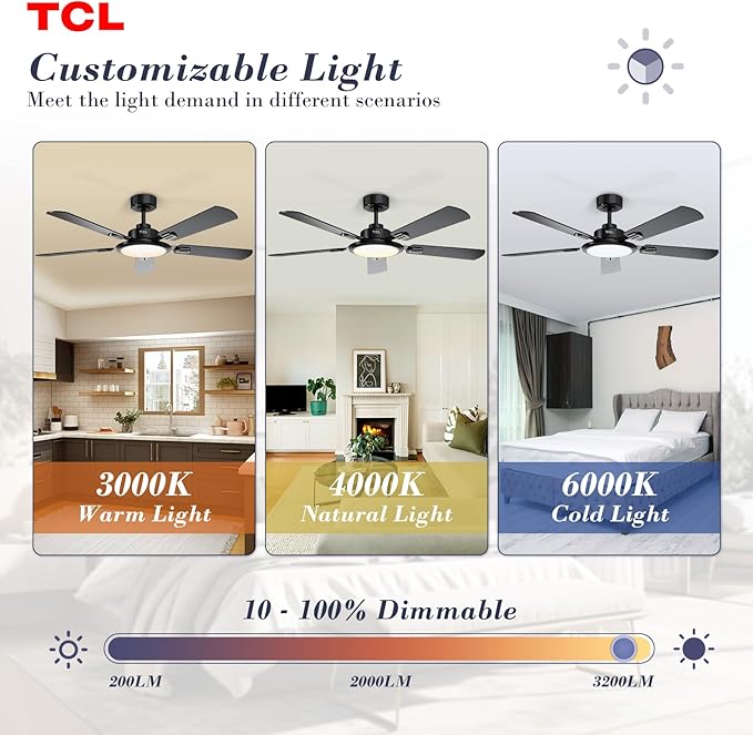 TCL Ceiling Fans with Lights, 52 Inch Ceiling Fan with Light and Remote Control - Image 6