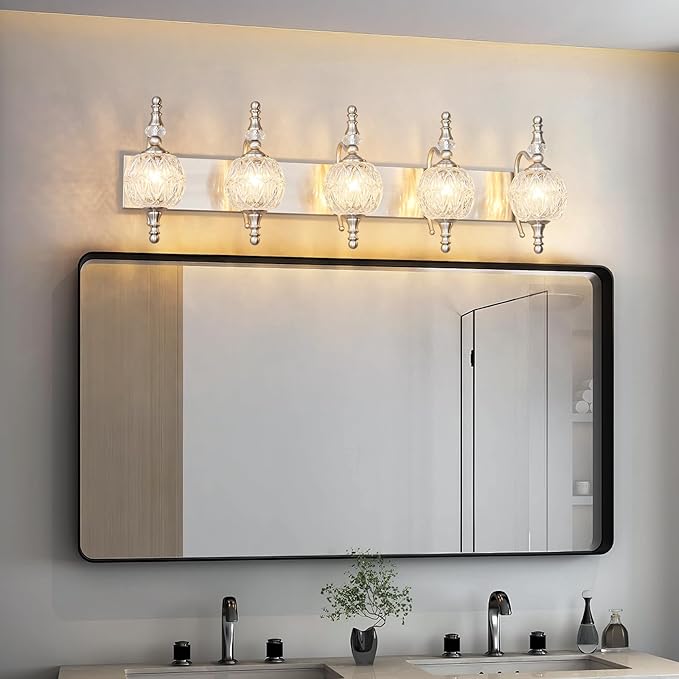 Modern Crystal Bathroom Vanity Lights Fixtures Over Mirror Brushed Nickel - Image 7