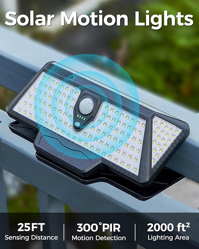 Large Clip on Solar Lights Outdoor, 208 LEDs 1000Lum Bright Solar Security Light - Image 3