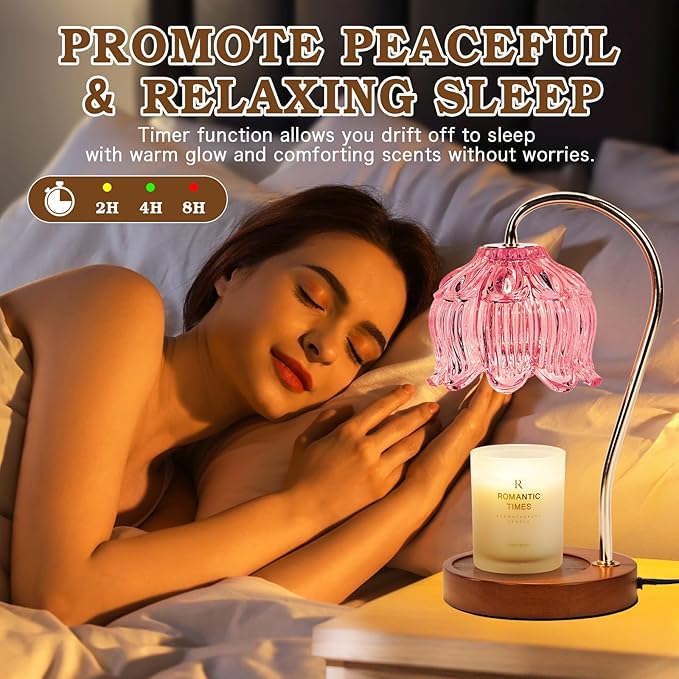 Pink Candle Warmer Lamp with Timer, Dimmable Candle Lamp Warmer, Birthday Gift - Image 4