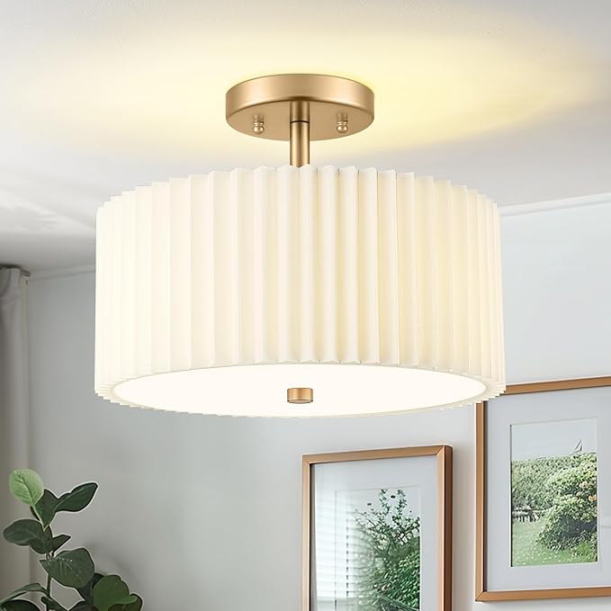 Gold Semi Flush Mount Ceiling Light, 3-Light 12.5" Ceiling Light Fixture - Image 7