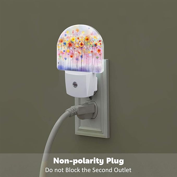 Abstract Watercolor Flowers Night Light Plug into Wall, Blooming Cherry Tree - Image 4