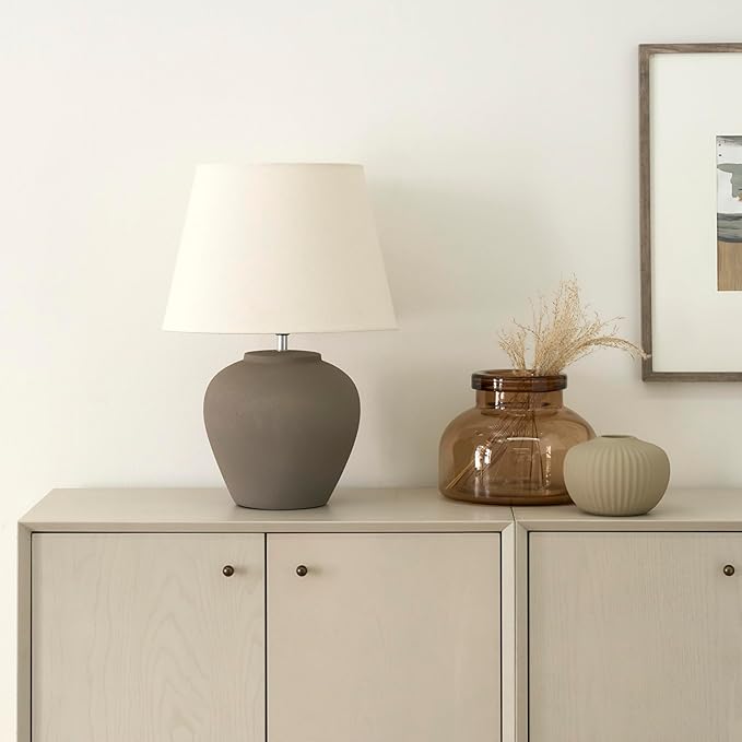 Nourison Home 20" Brown Ceramic Pot Table Lamp - Image 4