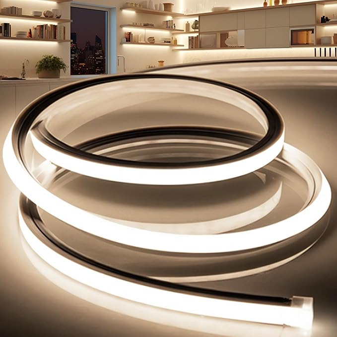 LED Strip Lights Neutral White 4000K, 65.6ft 110-120V Neon Rope Lights by VOEWT