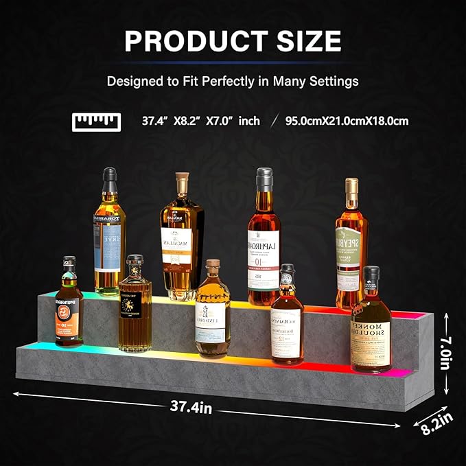 LED Lighted Liquor Bottle Display Shelf, 38 Inch Bar Display Shelf, DIY - Image 2