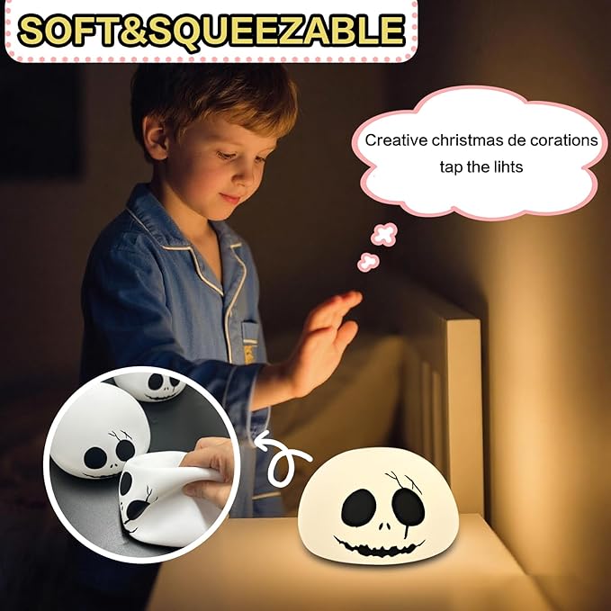 Cute Creative Christmas Skeleton Face Silicon Tap Light - Image 5