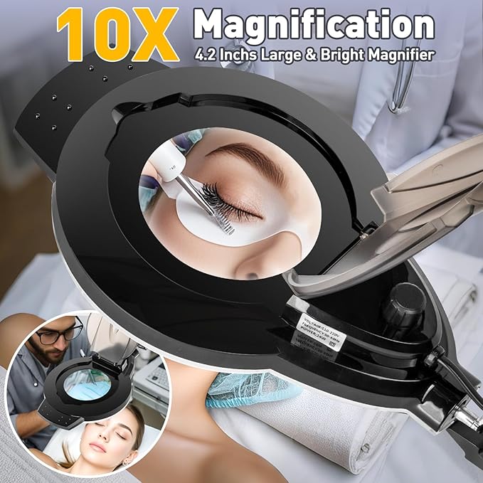 10X Magnifying Glass with Light and Stand, 2200 Lumens Dimmable Magnifying - Image 5