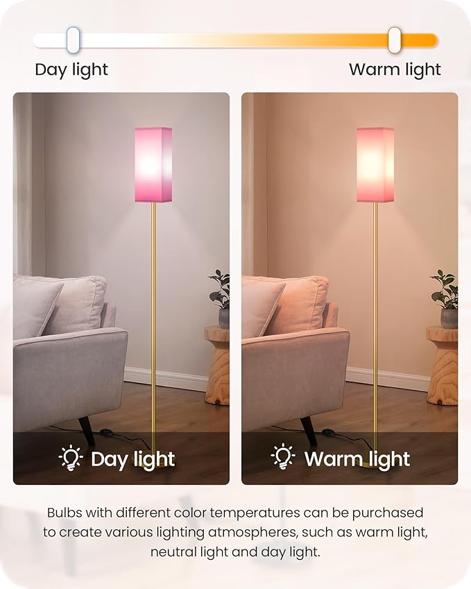 2Pack Floor Lamp, Pole with Foot Switch, Modern Standing Lamp Lampshade - Image 3