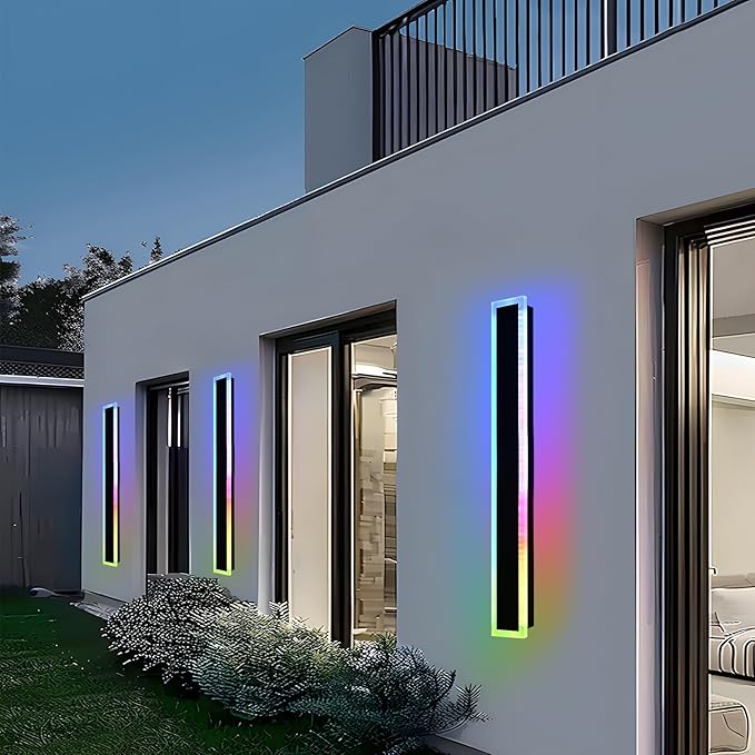 Modern RGB Long Outdoor Wall Lights by QueeuQLighting
