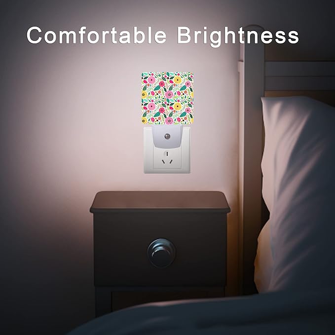 Retro Flowers Night Light, Spring Retro Rustic Flowers Night Lights Plug into - Image 7