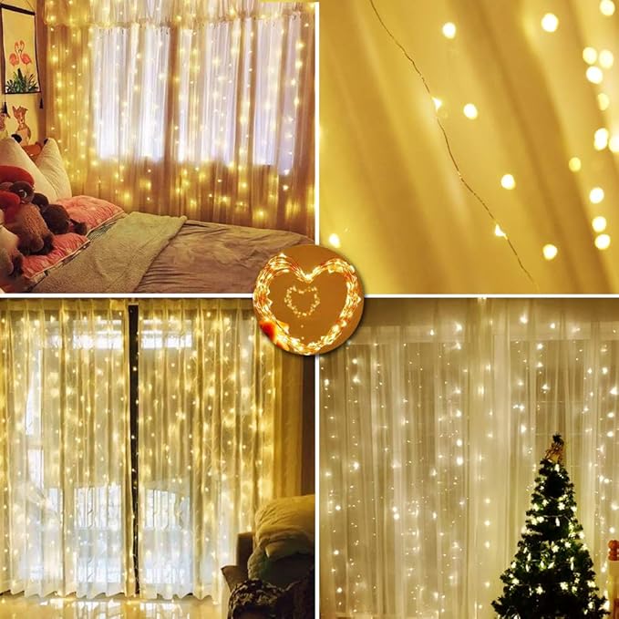 Curtain Lights 300 LED String Lights, Window Hanging Lights USB Powered 8 - Image 2